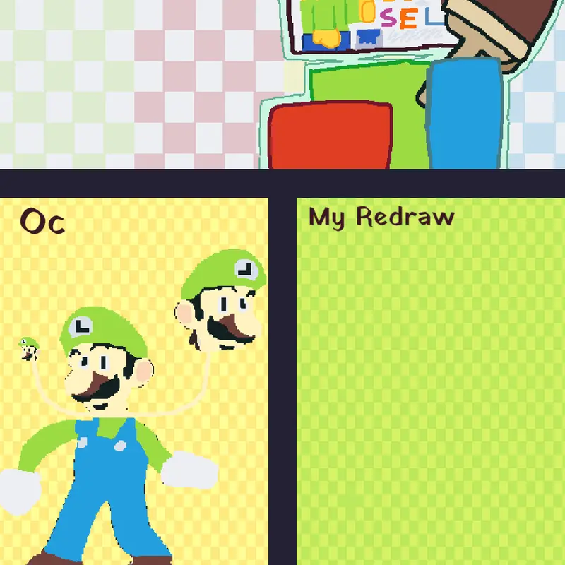 Please redraw my three-headed Luigi by @Luigishy