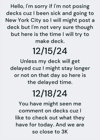 Sorry for not posting decks