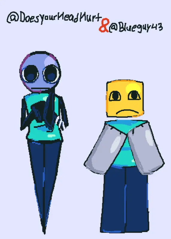 Me and @Blueguy43’s Oc by @DoesYourHeadHurt