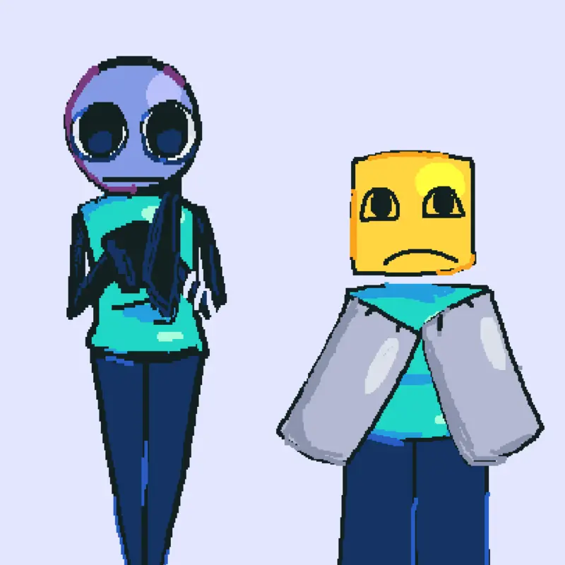 Me and @Blueguy43’s Oc by @DoesYourHeadHurt