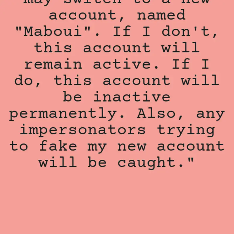 I changed my account by @Mabai