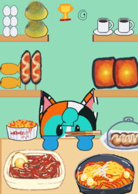 Feed sam the calico cat!