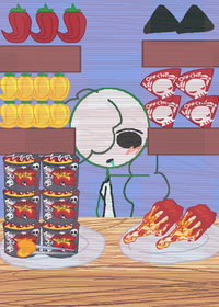 Ella is eating spicy foods