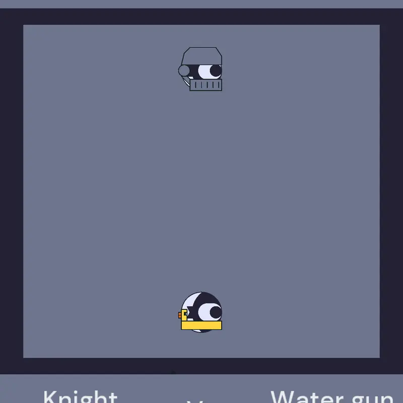 Knighy character vs Watergun character by @Chocolate05