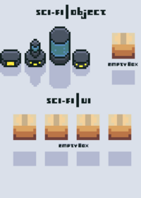 Sci-fi space pixel object and UI