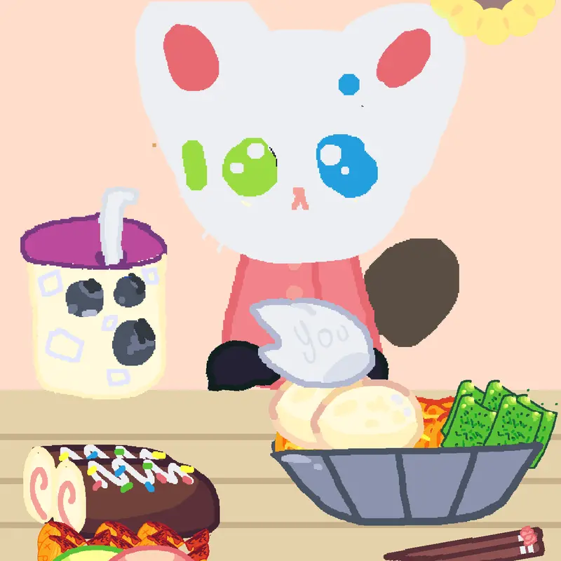 Cute cat feed ming ming by @cyriloffial