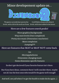 DIMENSION 2 DEVELOPEMENT UPDATE.