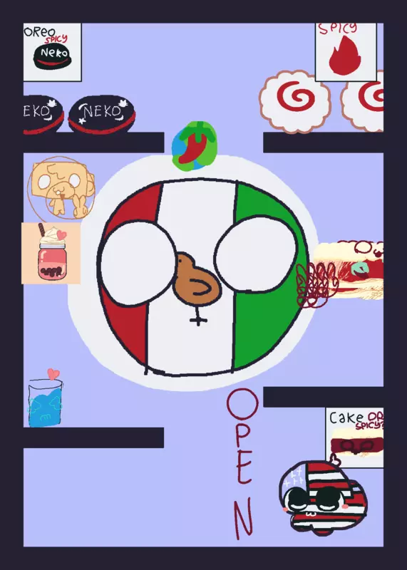 Ate spicy food with mexico (coutry ball) by @Your_discovery