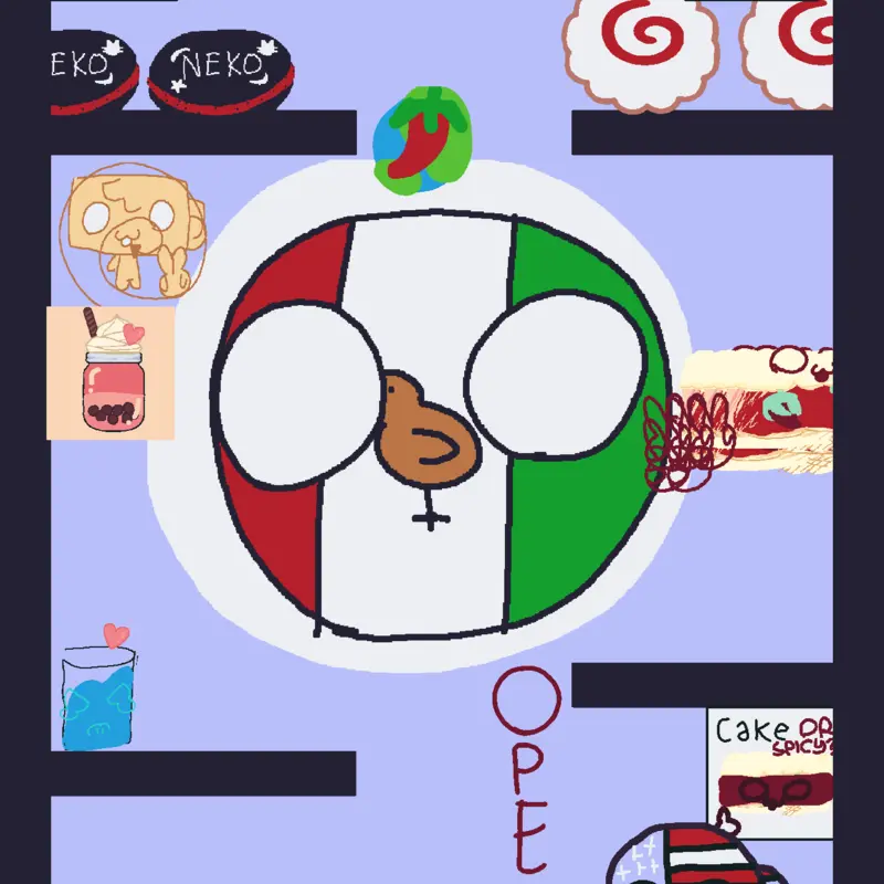 Ate spicy food with mexico (coutry ball) by @Your_discovery