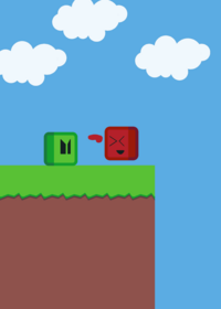 Green cube took revenge but he fell too