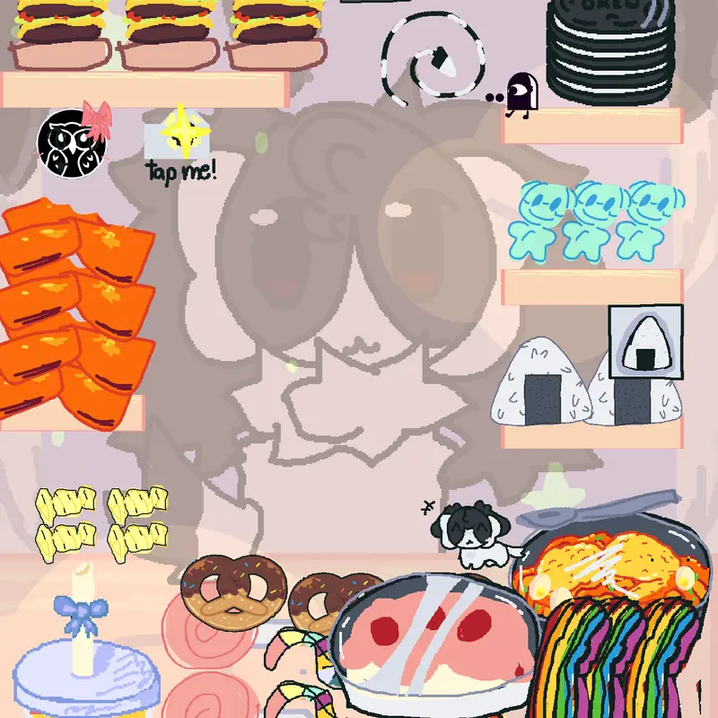 Latte doing mukbang by @Snowy_Dog