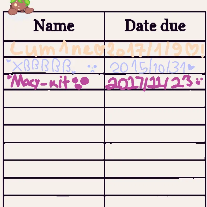 Library name and date!! by @Macy-kit