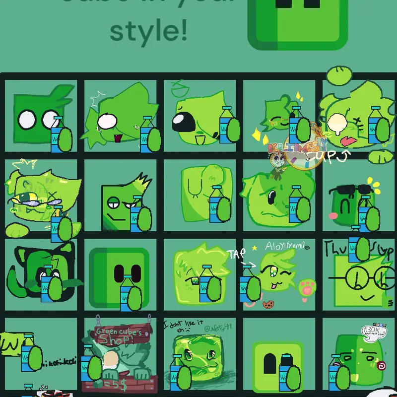 DRAW GREEN CUBE IN UR STYLE *not mine* by @idiot_cr3ature
