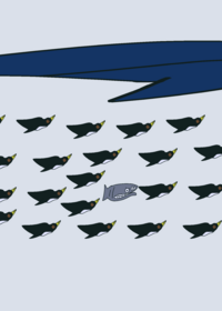 Tasty blue penguins and blue whale #