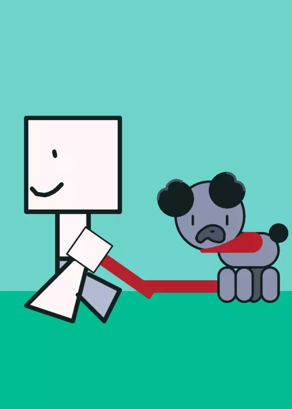 Dog with owner by @C0ney_cyanpup