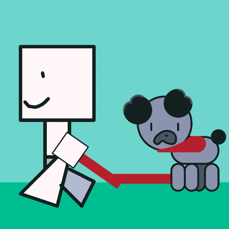 Dog with owner by @C0ney_cyanpup