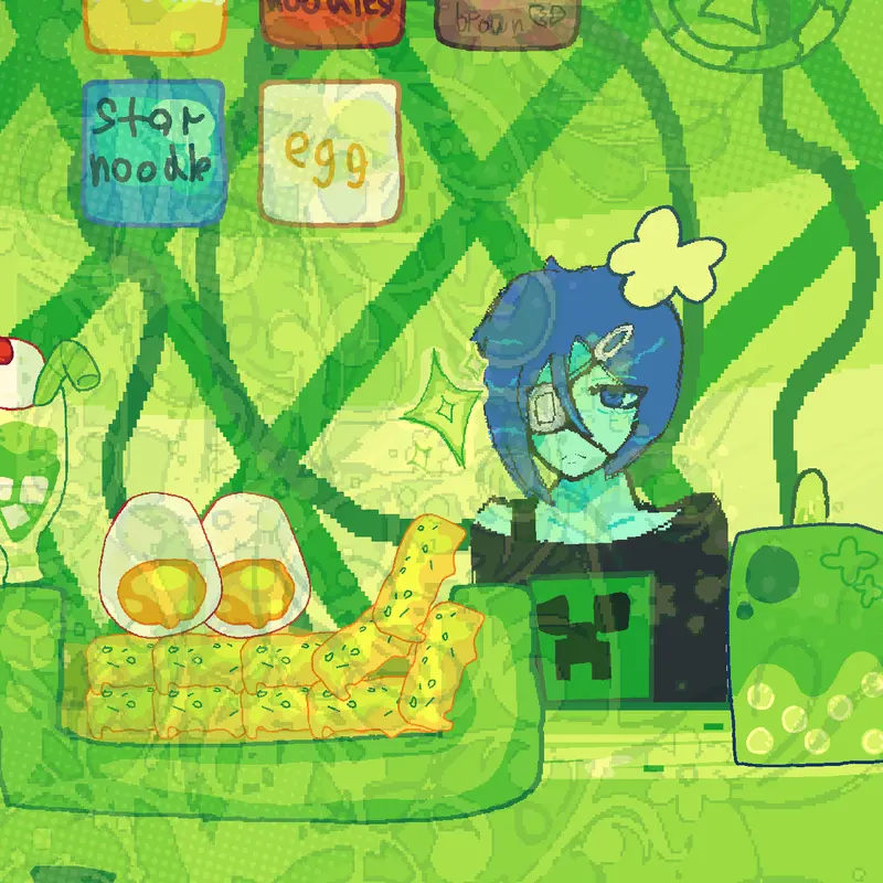 Green-loving blue alien✨ by @daji_