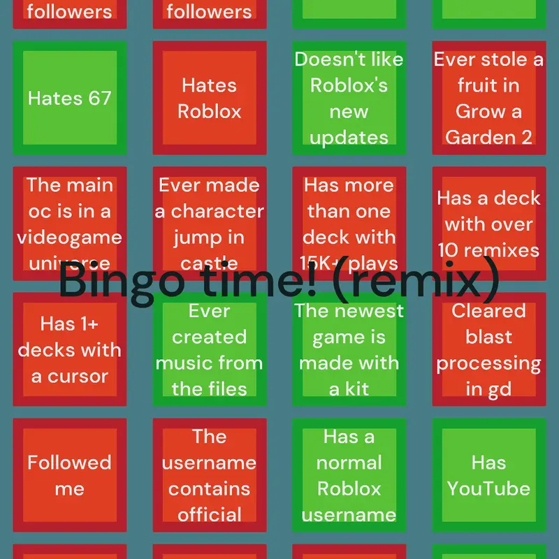 Castle bingo by @nuggetfavor67