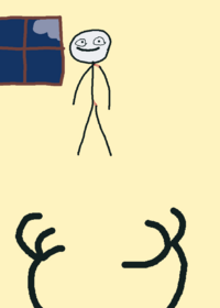 Random stickman tries to dodge house monster...