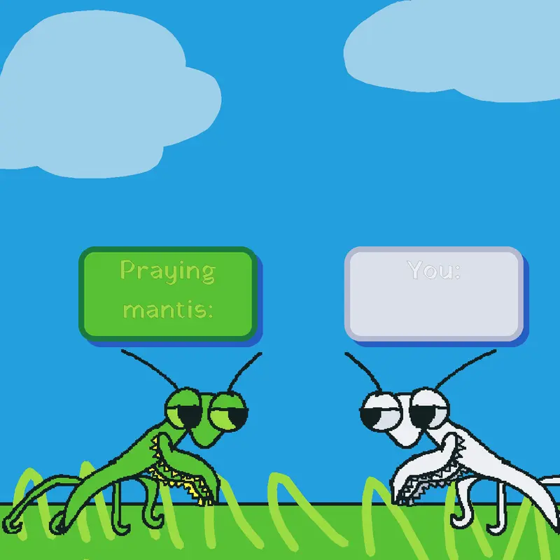 Qna whit praying Mantis! by @asdfason_2026_co0lkid