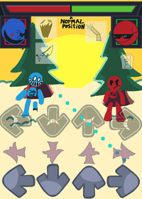 red thing on bluudude is a scarf