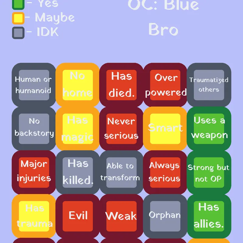 Oc Bingo by @BlueBroMakesAndPlays