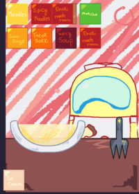 Yellow Among Us Show Noodles Mukbang