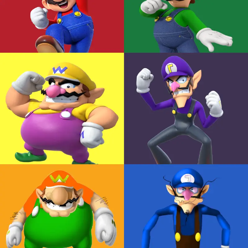 Mario Luigi Wario Waluigi by @NotLilSquid