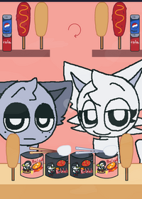 Wenda and gray eats food!