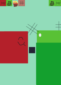 Angry cube and green cube