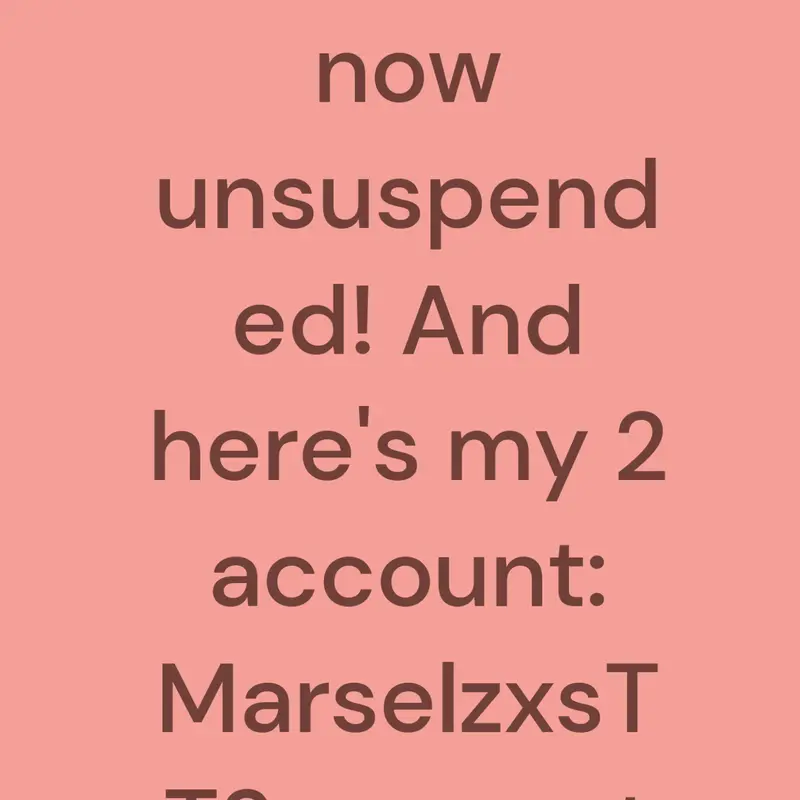 MarselzxsTT got unsuspended by @MarselzxsTTReal