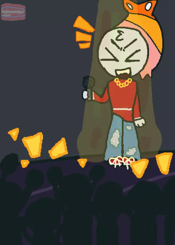 rapper shrimpi drawing by @cool_shrimpo