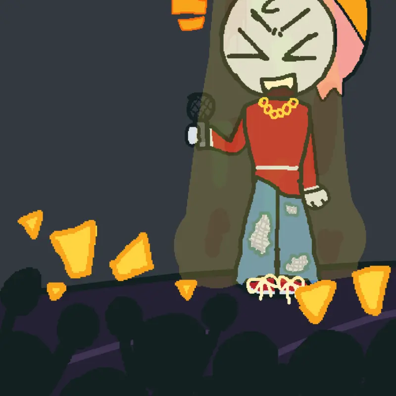 rapper shrimpi drawing by @cool_shrimpo