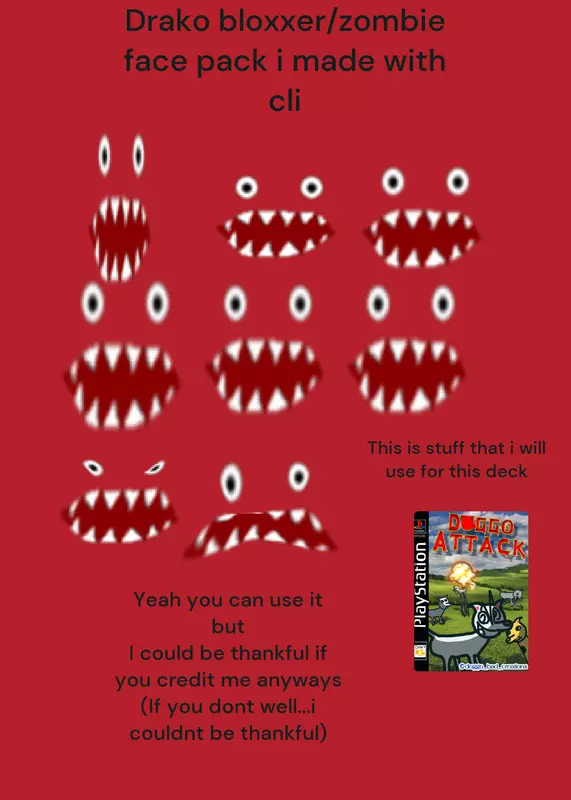 Drakko bloxxer/zombie face pack by @doggo_bad_creations