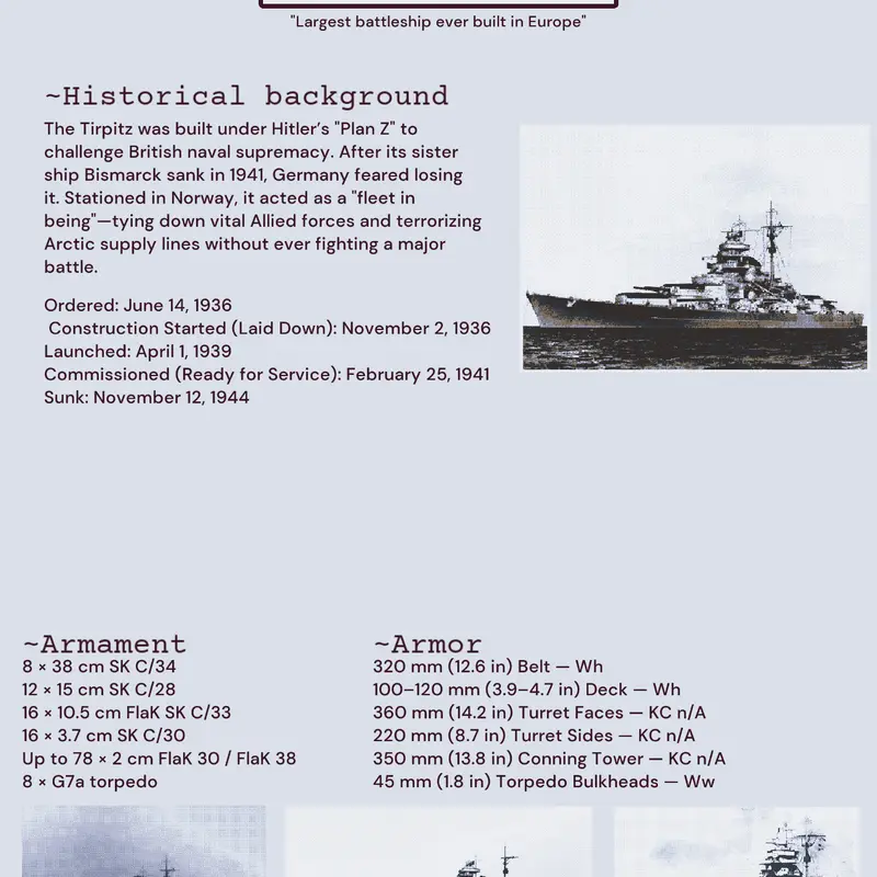 German battleship Tirpitz by @Hays