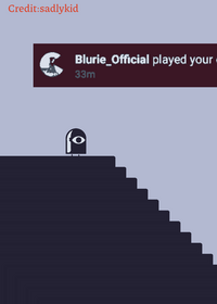 Character falls down the stairs.