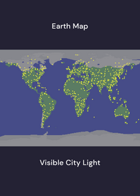 Earth Map, Visible Light Cities.