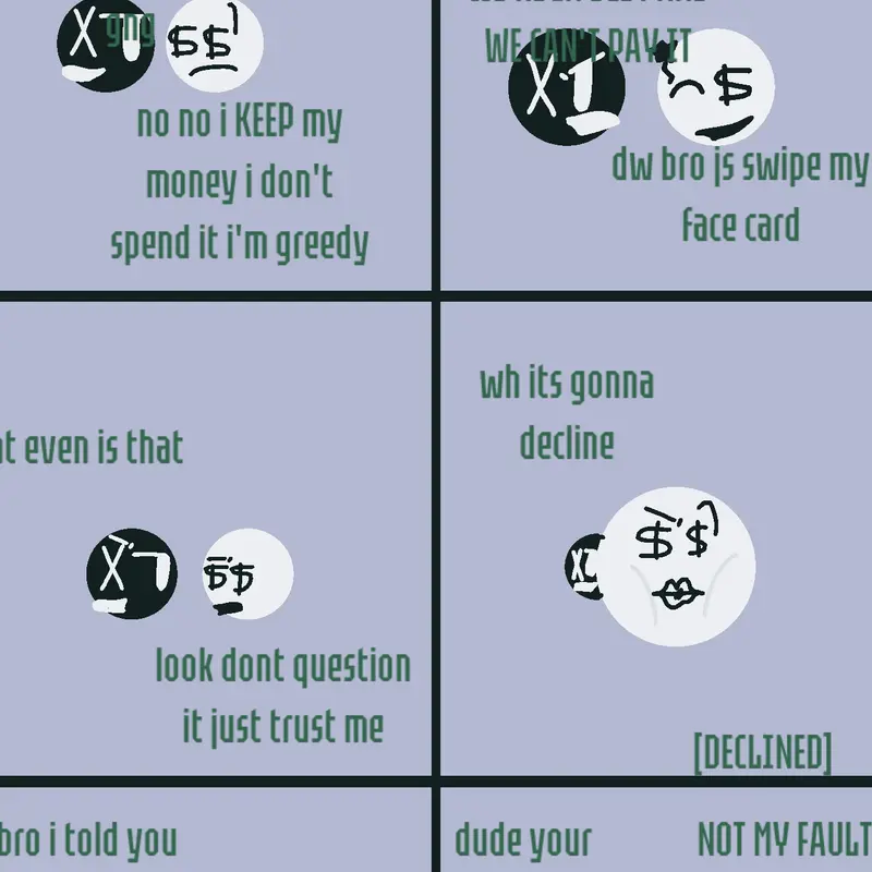dumb and dumber in: Debt by @BlackHoleyDoesStuff