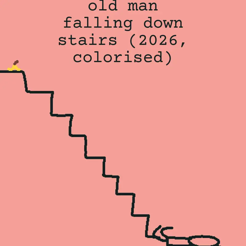 Old man gracefully slips down stairs by @thesecondT14-5