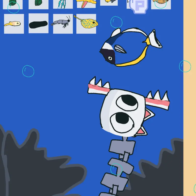 Mangle Eats Fishes by @Sprunki69
