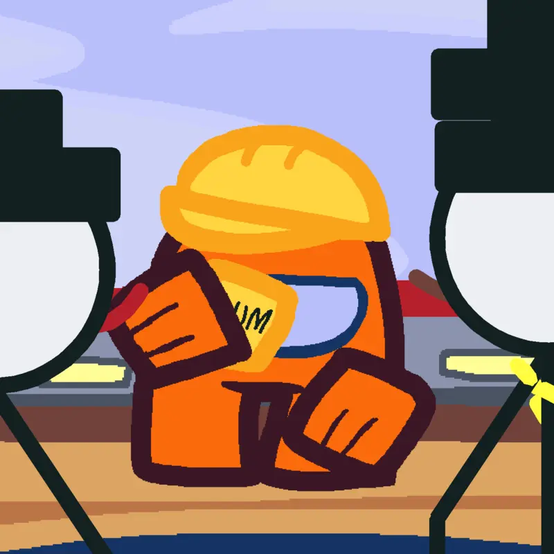 Orange Crewmate Emotes in The Airship by @Dud9135