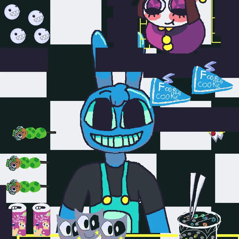 Blue jaxie and evilll pomni by @blueintern