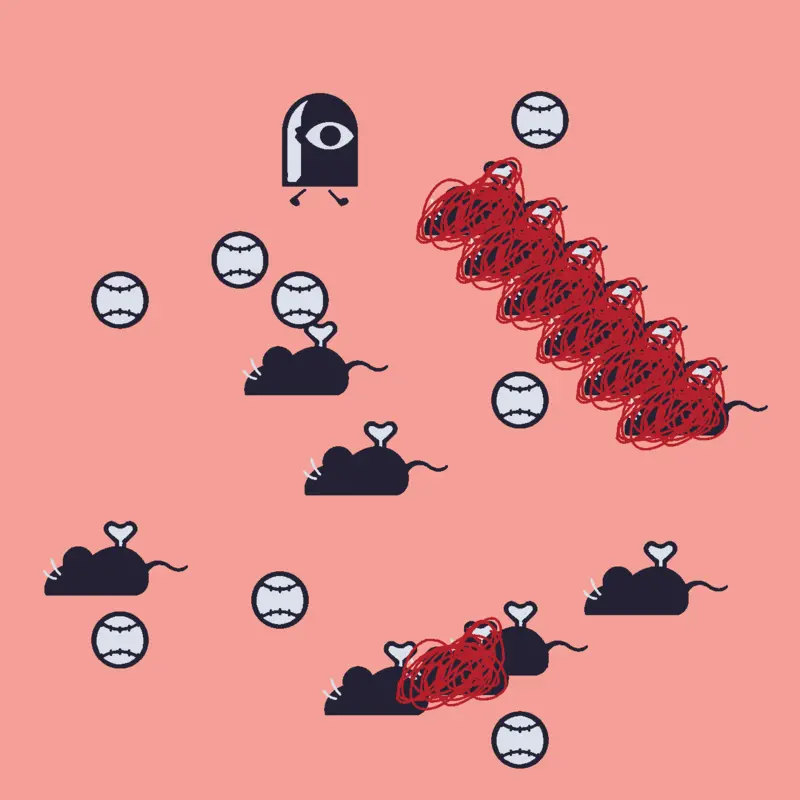 Esquiva las ratas y pelotas locas by @Una_Pera