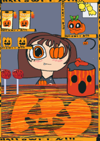 Halloween party with gourdy