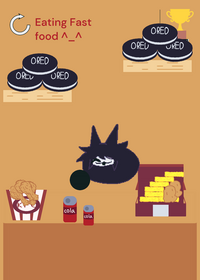 Miss circle eatting Fast food - credit...