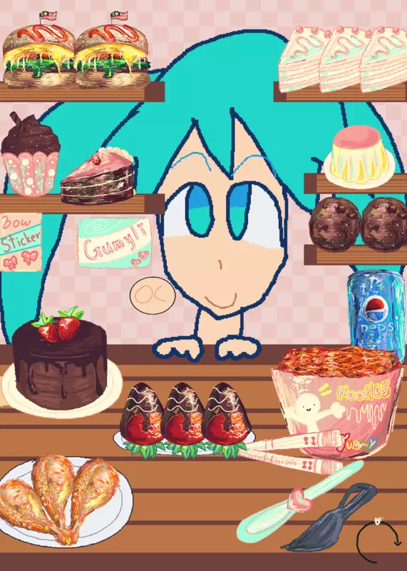 Miku eating food by @yourlocalrumi