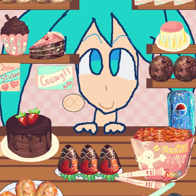 Miku eating food by @yourlocalrumi