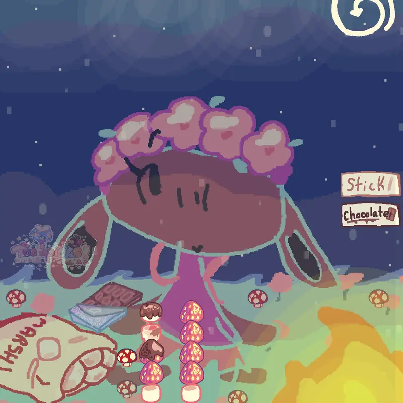 Cozy camping mukbang Bassie eats choco by @swatone_mivvi