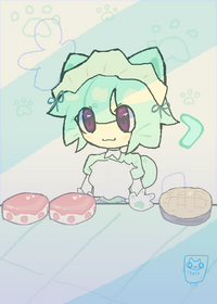 Cat girl (blue) mukbang