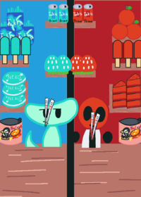 Cyan VS Red mukbang friends